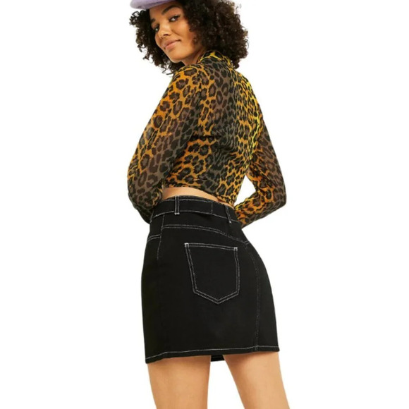 BDG Urban Outfitters Kirby Black Denim Button-Through Skirt - Picture 2 of 9